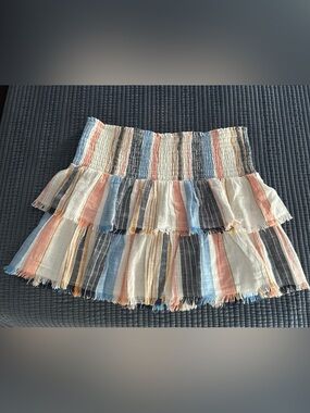 aerie Striped Mini Skirt in Cream, Blue & Pink size L